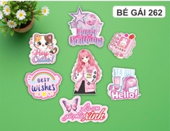 10 set giấy HD - bé gái hồng tóc hồng 262  (bảng chữ là con gái phải xinh).