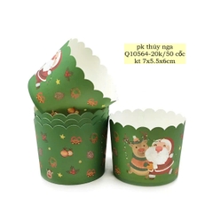 Set 50 cốc cupcake NOEL kt 7x5.5x6cm-màu xanh lá (ông già noel và tuần lộc).