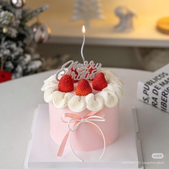 Set 5 cây cắm Merry christmas (chữ gắn hạt màu TRẮNG size nhỏ).