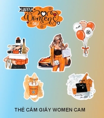 Set 10 set giấy cô gái màu cam và chữ Women's day (CT).