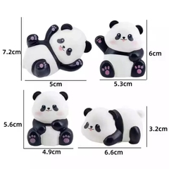 Set 4 tượng gấu trúc nhựa.