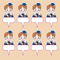 Set 50 thẻ giấy có chân cắm-bé TRAI CỬ NHÂN (MẪU 2-trang phục cử nhân màu xanh than đậm).