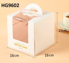 Set 50 hộp giấy cửa sổ trắng Special cake Size 16x16x15cm  (KÈM ĐẾ).