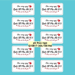 Set 100 thẻ giấy trắng Chúc mừng ngày Quốc tết phụ nữ 8-3 - phụ nữ là để yêu thương (HÌNH CHỮ NHẬT).