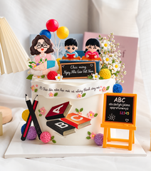 Tượng nhựa dẻo - cô giáo áo xanh dương.