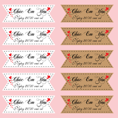 Set 60 thẻ giấy mix 2 màu nâu và trắng- Chúc mừng em yêu 20-10 vui vẻ (Q9013).