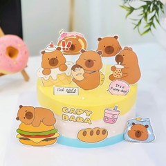 Combo 2 set giấy-Capybara mẫu 2 (uống trà sữa).
