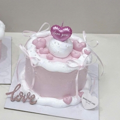 Vỉ nến 3 trái tim có chữ love you-MÀU HỒNG.