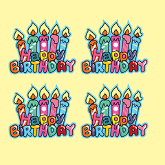 Set 12 chữ giấy HPBD hình nến sắc màu.