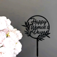 Set 10 mica women's day TRÒN gắn hình lá-MÀU ĐEN.