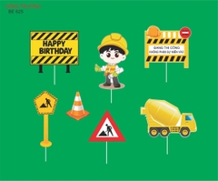 Set giấy HD- em bé, xe công trình, biển báo.