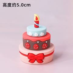 Mẫu bánh sinh nhật nhựa mini trang trí (3 TẦNG, CÓ NƠ ĐỎ).