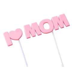 Set chữ nhựa dẻo -  I 🧡 MOM (hồng).