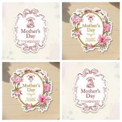 Set 60 bảng giấy hoạ tiết hoa hình OVAL mix 2 mẫu -  HAPPY MOTHER'S DAY.