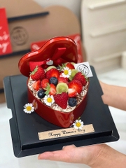 Set 5 hộp thiếc TRÁI TIM ĐỎ không nơ kt 12x11x4.5cm (kèm trái tim giấy decal).