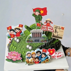Combo 5 set giấy SX - mừng quốc khánh mẫu 1 (có hoa sen to).