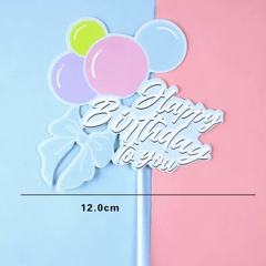 Set 10 thẻ giấy HPBD nơ và chùm bóng-XANH.