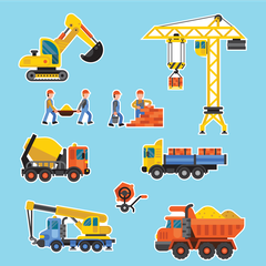 Combo 2 set giấy tháp cẩu-xe và công nhân (mới).