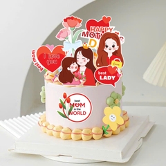 Combo 2 set giấy - mẹ và con gái, trái tim đỏ.