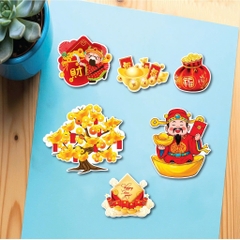 Combo 2 set giấy tết - THẦN TÀI VÀ CÂY TIỀN.