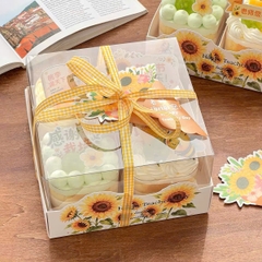 Set 10 hộp cupcake HOA HƯỚNG DƯƠNG VÀNG 17x17x10cm - 4 ngăn (HÀNG TRUNG).