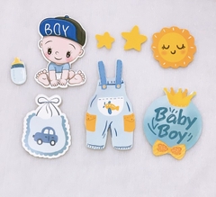 Combo 2 set giấy bé trai và yếm xanh.