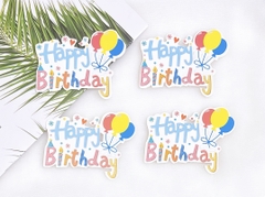 Set 8 cây cắm HPBD giấy gắn chùm bóng -XANH.
