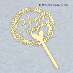 Set 10 mica HPBD -hình ovan viền hoạ tiết (vàng).
