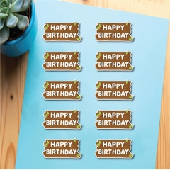 Set 50 bảng giấy chữ nhật màu nâu -chữ HPBD trắng.