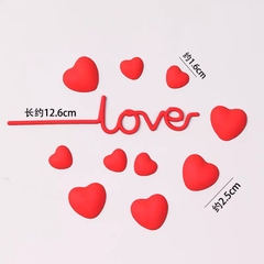Set chữ LOVE và trái tim đỏ (nhựa dẻo).