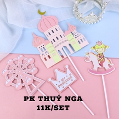 CAM-Set que cắm lâu đài công chúa cưỡi ngựa hồng.X02