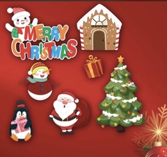 Combo 10 set giấy giáng sinh (noel) - ÔNG GIÀ NOEL, NGÔI NHÀ, chữ Merry Chrismas gắn người tuyết (5 túi).