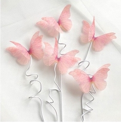 Set 5 bướm vải tuyn 2 lớp-HỒNG.