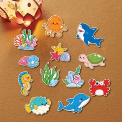 Combo 5 set giấy - sinh vật biển (cá, rùa, bạch tuộc, cua).