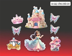 10 set giấy HD- công chúa lâu đài tone màu xanh hồng (261).