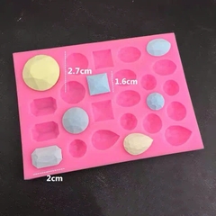 Khuôn silicon hình KIM CƯƠNG- nhiều hình dáng (khuôn màu hồng).