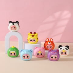 Set 3 tượng nhựa cao su mềm BABY THREE mix màu (dạng mặt MẮT TO).