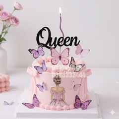 10 set giấy -  cô gái váy hồng nhạt và bướm giấy mix hồng tím trắng đen.