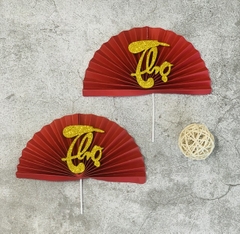 Set 2 chiếc quạt đỏ (chữ Thọ)-HD.