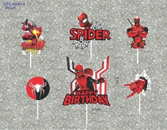 Sét giấy HD- siêu nhân nhện 6 chi tiết màu đỏ (có chữ SPIDER).