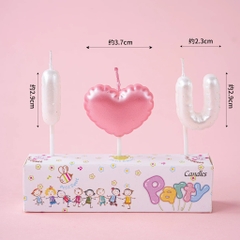 Nến I ❤️ U (vỉ)-MÀU TRẮNG HỒNG.