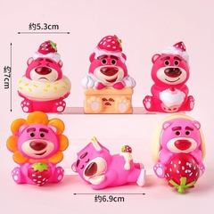 Bộ tượng 6 gấu dâu (lotso) nhựa mềm.