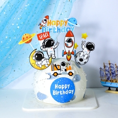 Combo 2 set giấy phi hành gia nhí mới (chữ HPBD XANH).