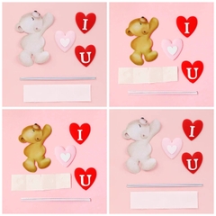 Combo 4 set giấy gấu nâu trắng và chữ I love you.