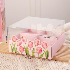 Set 10 hộp cupcake HOA TUYLIP 17x17x10cm - 4 ngăn (MÙNG 1 CÓ HÀNG).