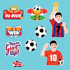 Combo 2 set giấy- 2 cầu thủ bóng đá-cup-never give up.