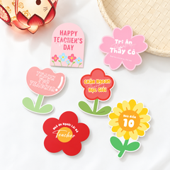 Combo 5 Set giấy 20.11 - mix 6 chi tiết (5 bông hoa và bảng hồng teacher's day).
