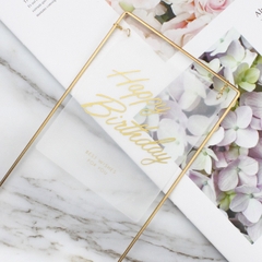 Mica HPBD hình chữ nhật - nền trong chữ vàng.