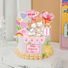 Combo 2 set giấy Valentine - đôi tình yêu và cún con.