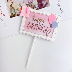 Biển hiệu chữ HPBD chùm bóng-HỒNG.